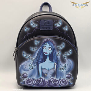 Loungefly Tim Burton's Corpse Bride Emily Butterfly Floral Black Mini Backpack